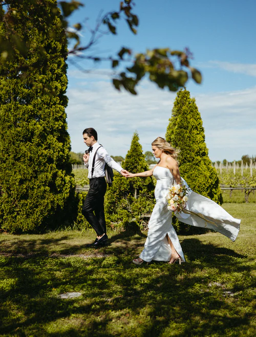 a wedding couple holding hands together RG|NY