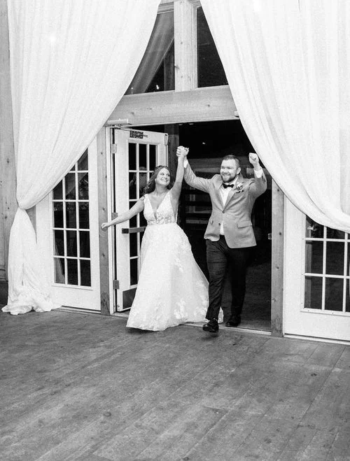 wedding black and white photo arms up RG|NY