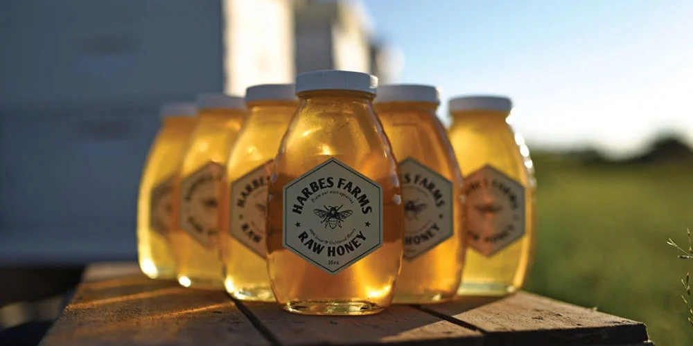 Showcase of organic local honey